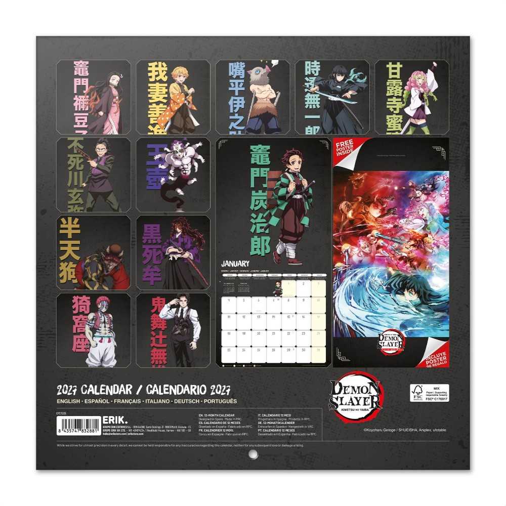 Grupo Erik Demon Slayer: Kimetsu no Yaiba - Swordsmith Village 2027 30X30 Kalender - Mehrfarben